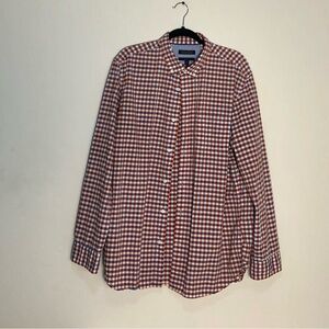 BANANA REPUBLIC XL Slim fit Long  Sleeve Button Down Shirt Men Orange Blue Plaid